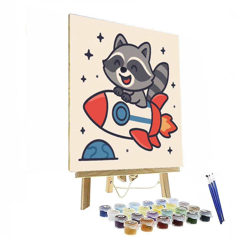 Pocket Rocket Raccoon Paint by numbers art