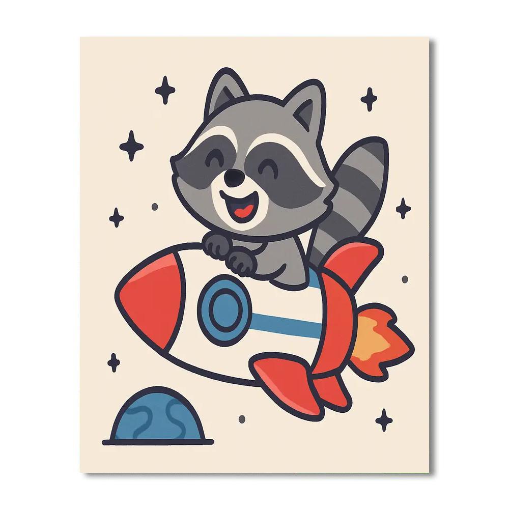 Pocket Rocket Raccoon Paint by numbers art