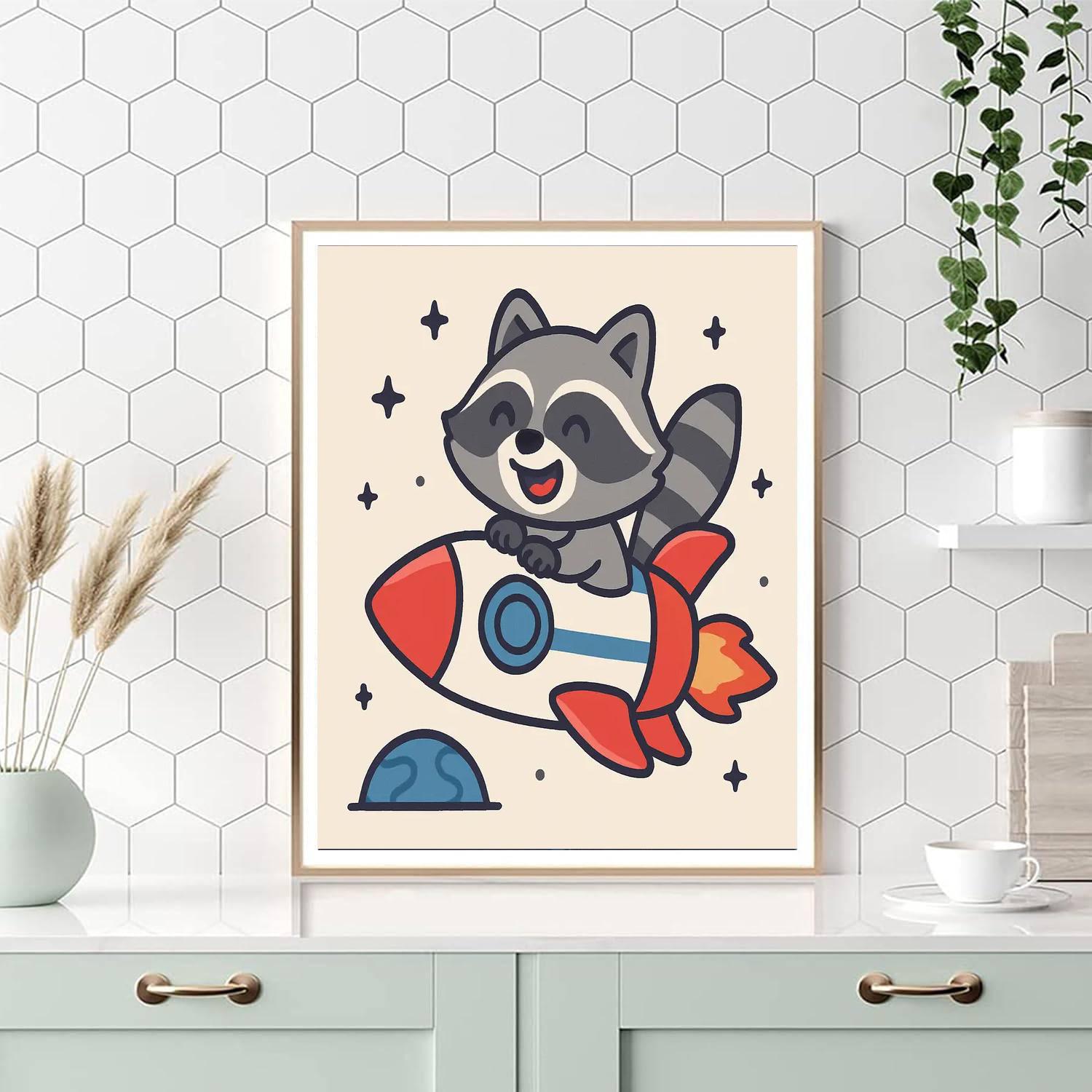 Pocket Rocket Raccoon Paint by numbers art