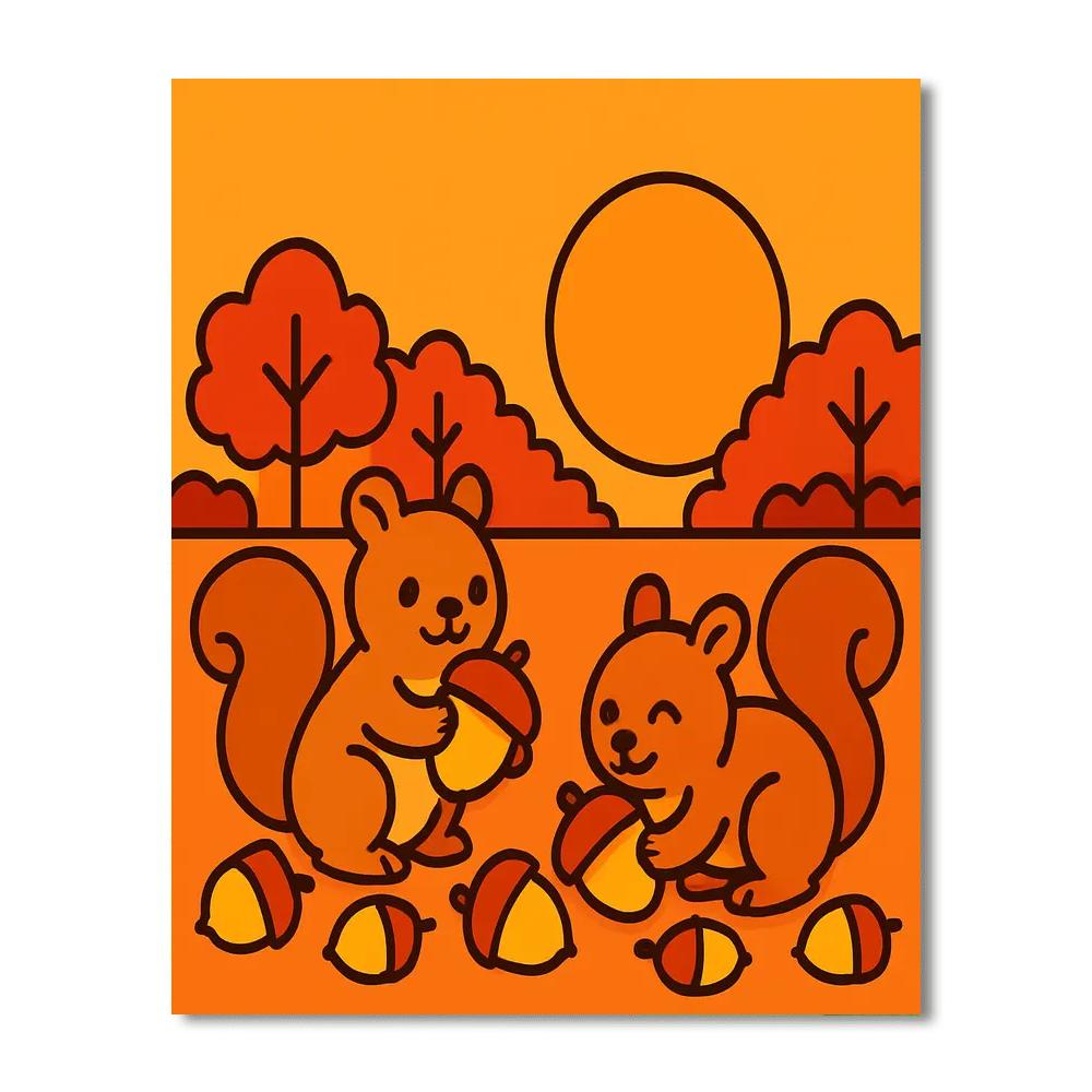 Sunset Safari Squirrels DIY paint by numbers