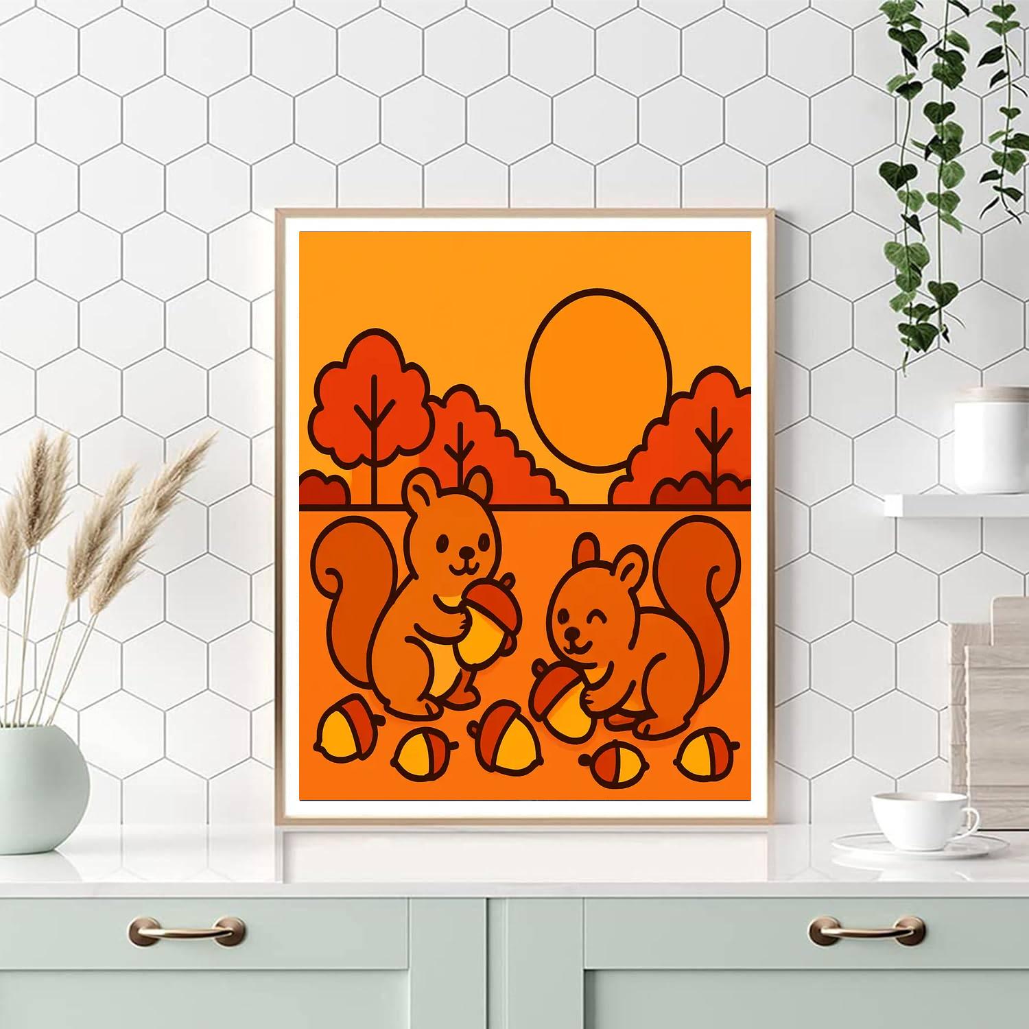 Sunset Safari Squirrels DIY paint by numbers