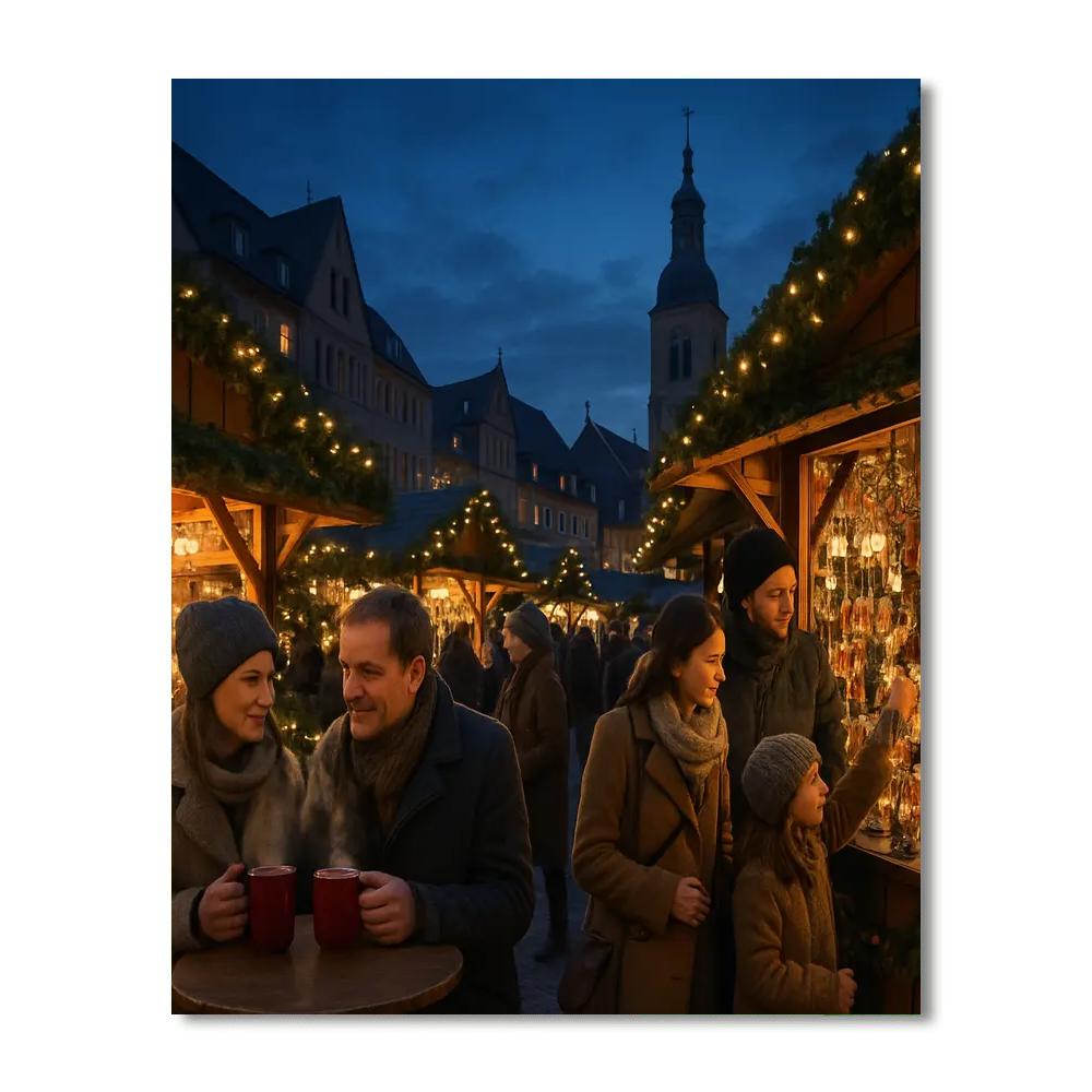Christmas Market At Twilight Paint by numbers art