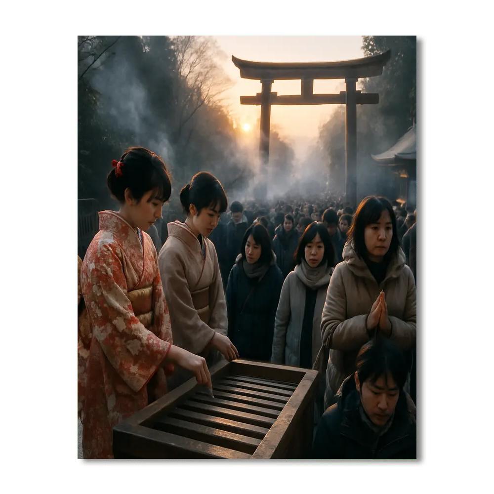 Shinto Shrine New Year Hatsumode Painting by numbers kit