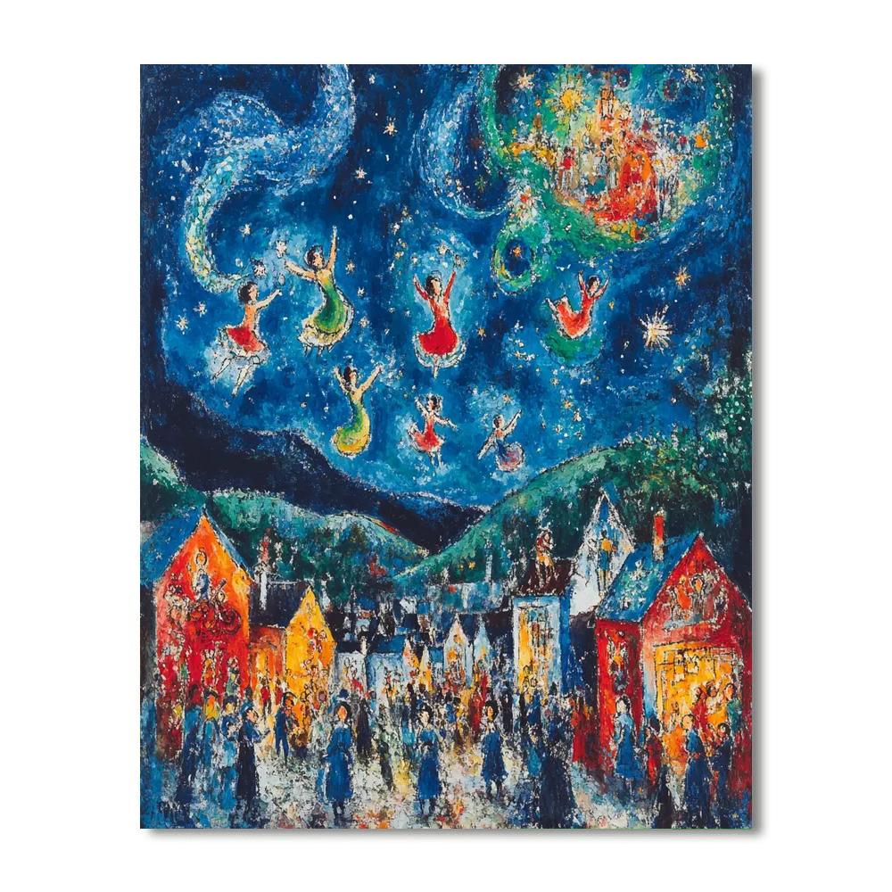 Marc Chagall Inspired Dreamlike Festival paint by color