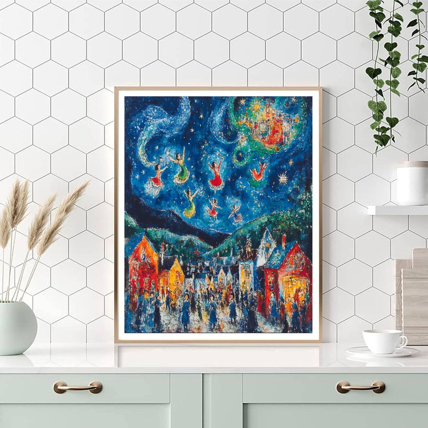Marc Chagall Inspired Dreamlike Festival paint by color