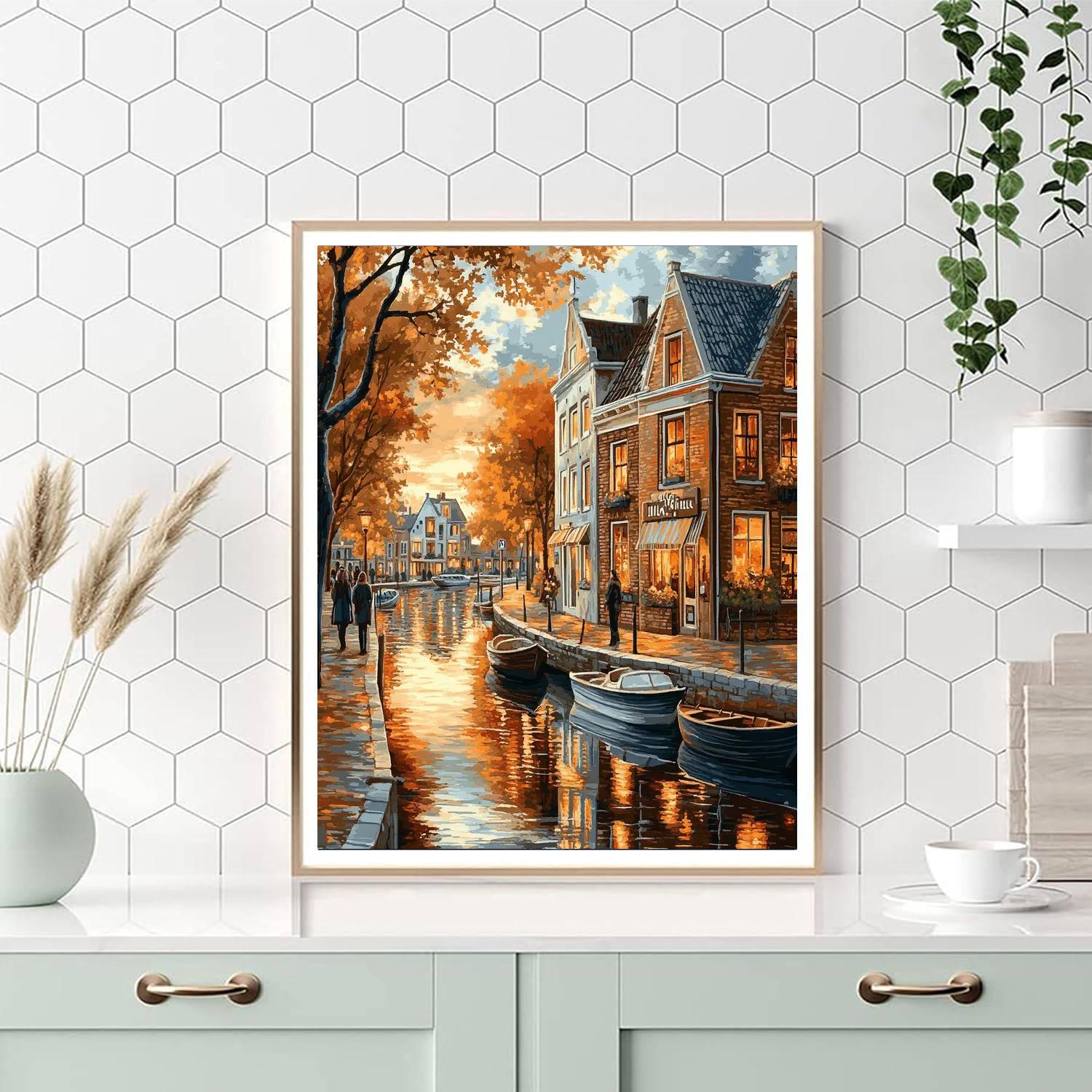 Old Town Harbor Stockholm Sweden painting number kit