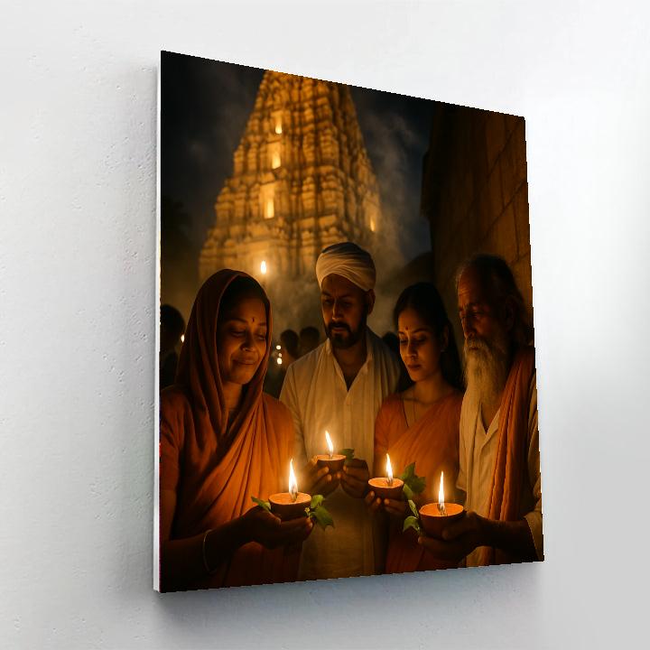 Shivratri Night Shiv Temple Gathering Number painting