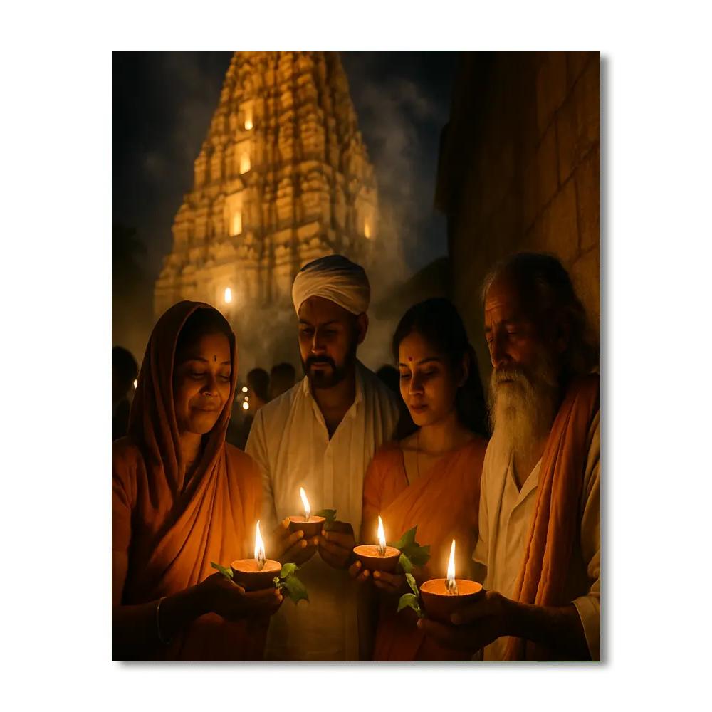 Shivratri Night Shiv Temple Gathering Number painting