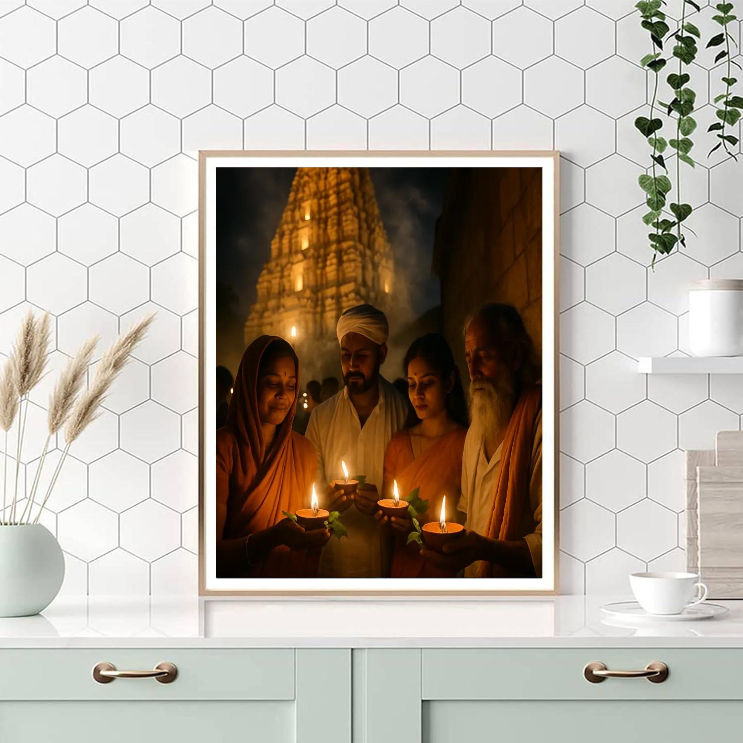 Shivratri Night Shiv Temple Gathering Number painting