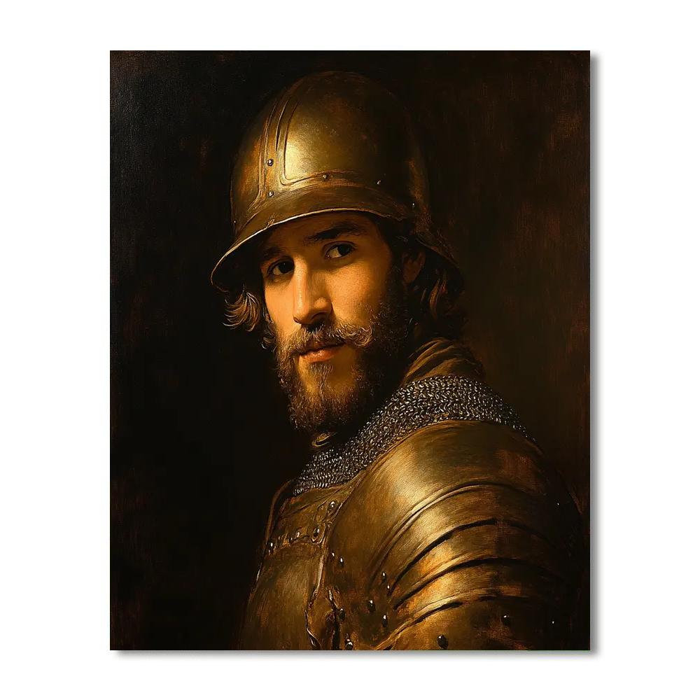 Rembrandt Inspired Historical Portrait Of A Warrior paint by color