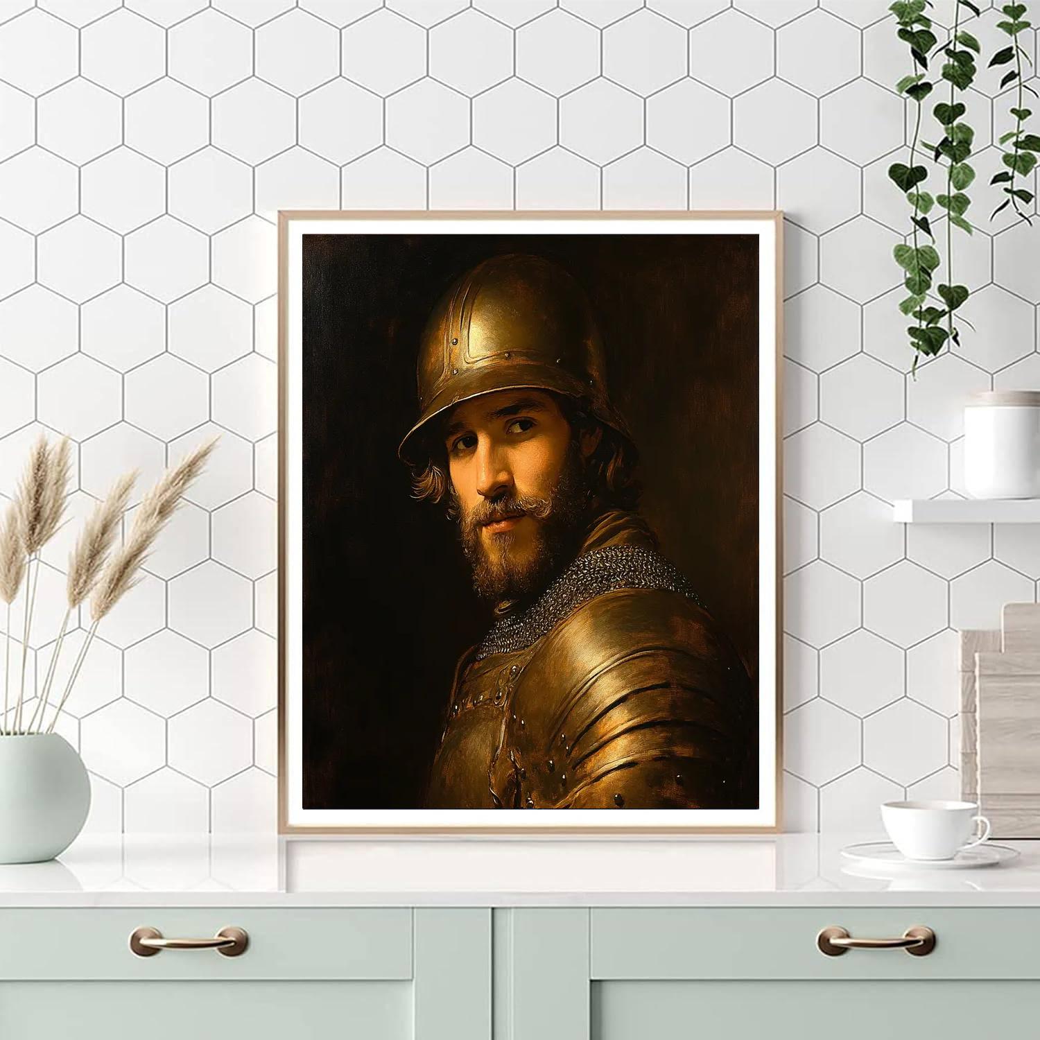 Rembrandt Inspired Historical Portrait Of A Warrior paint by color