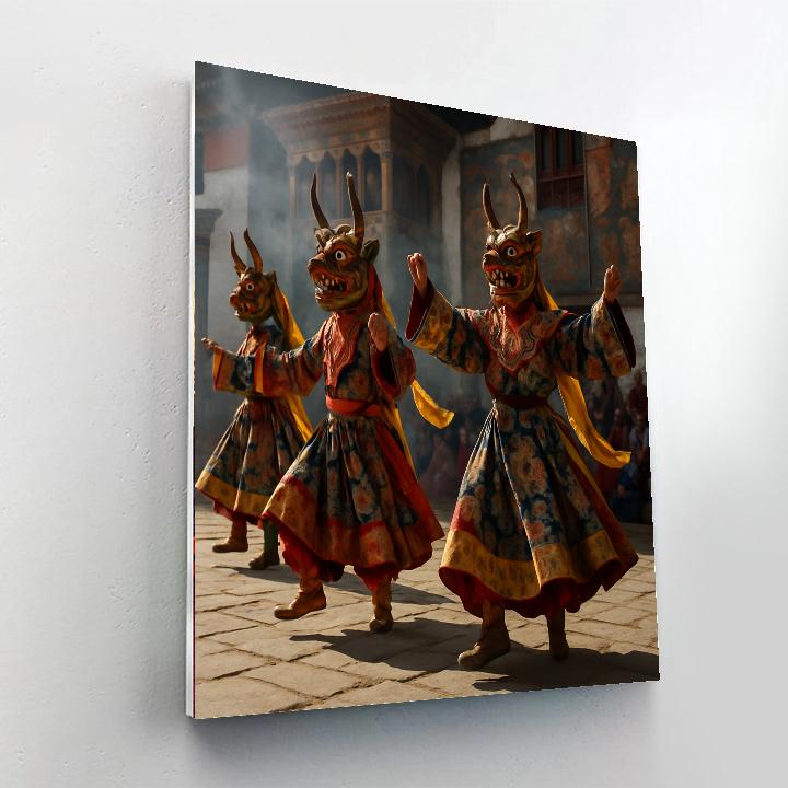 Bhutan Tsechu Masked Dance Paint by numbers art