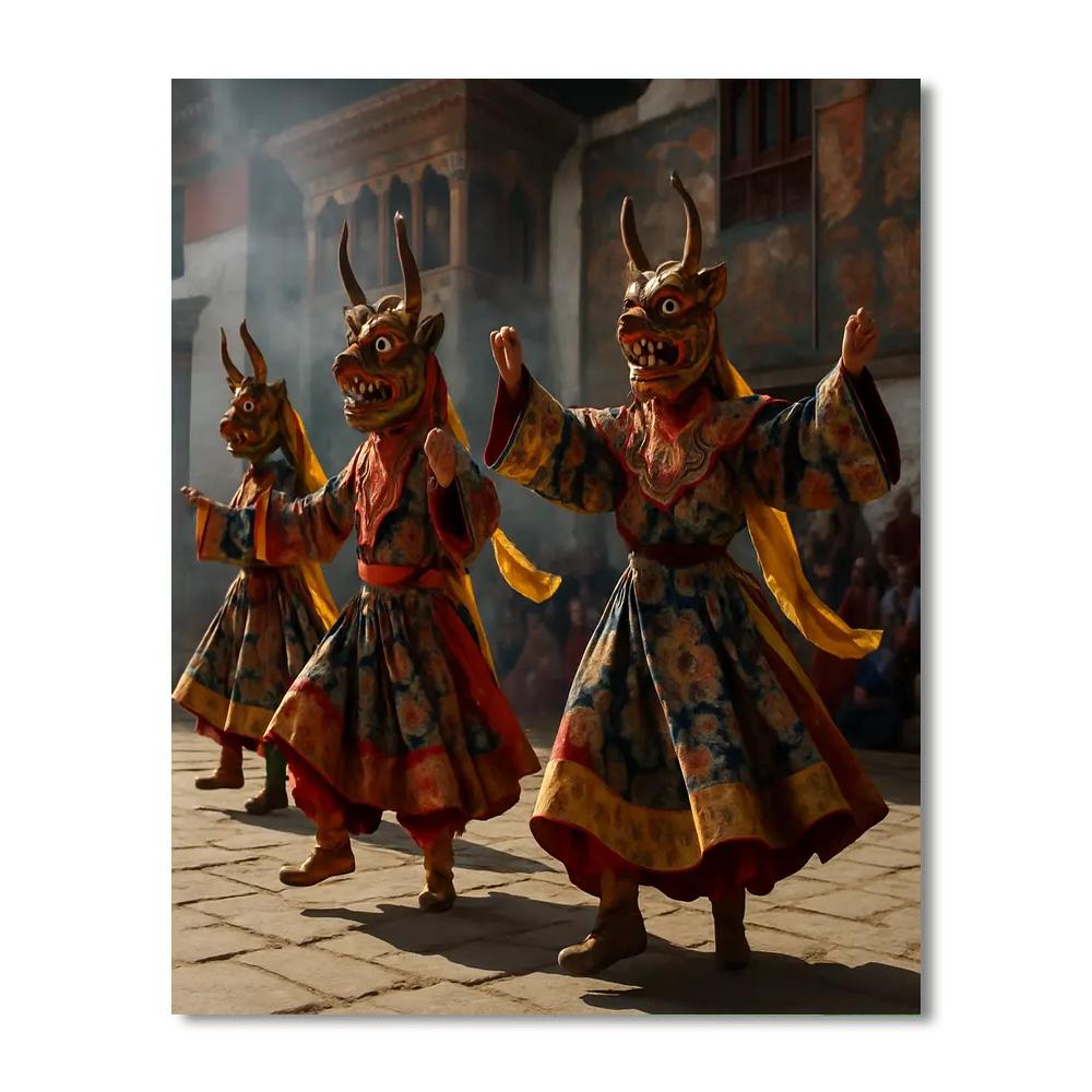 Bhutan Tsechu Masked Dance Paint by numbers art
