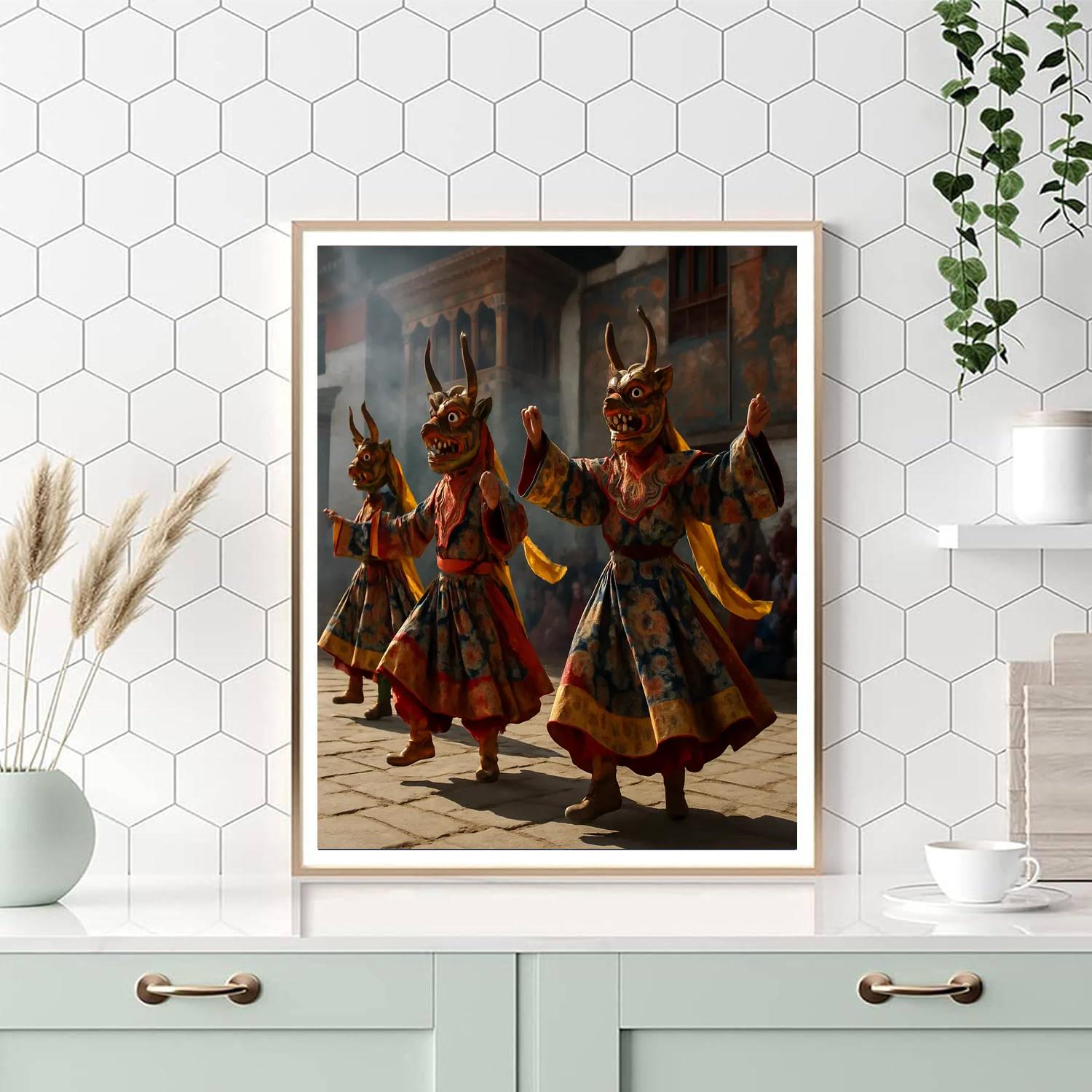 Bhutan Tsechu Masked Dance Paint by numbers art