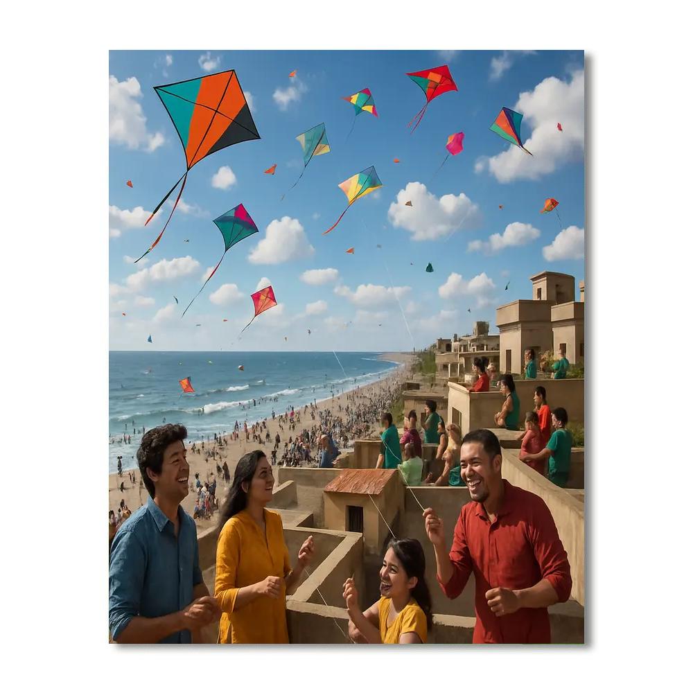 Kite Festival Over Gujarat Coast Painting by numbers kit