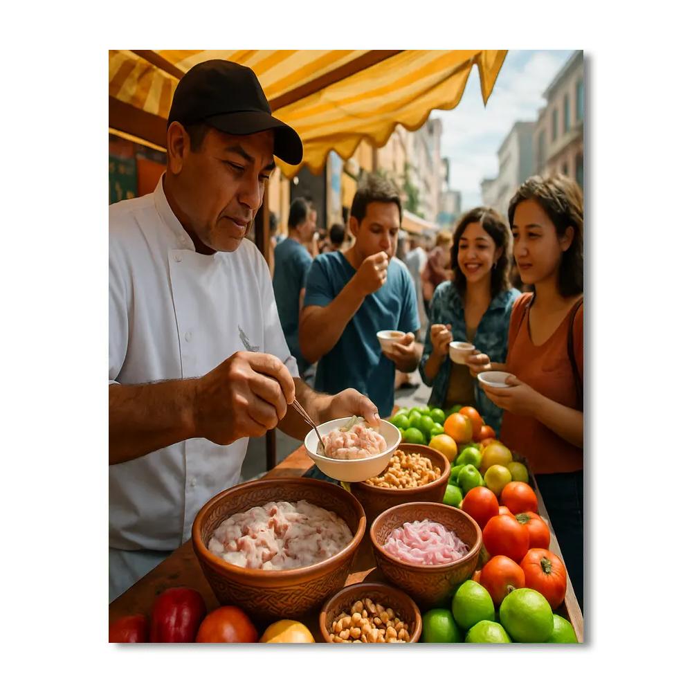 Peruvian Mistura Food Fair Stall Painting by numbers kit