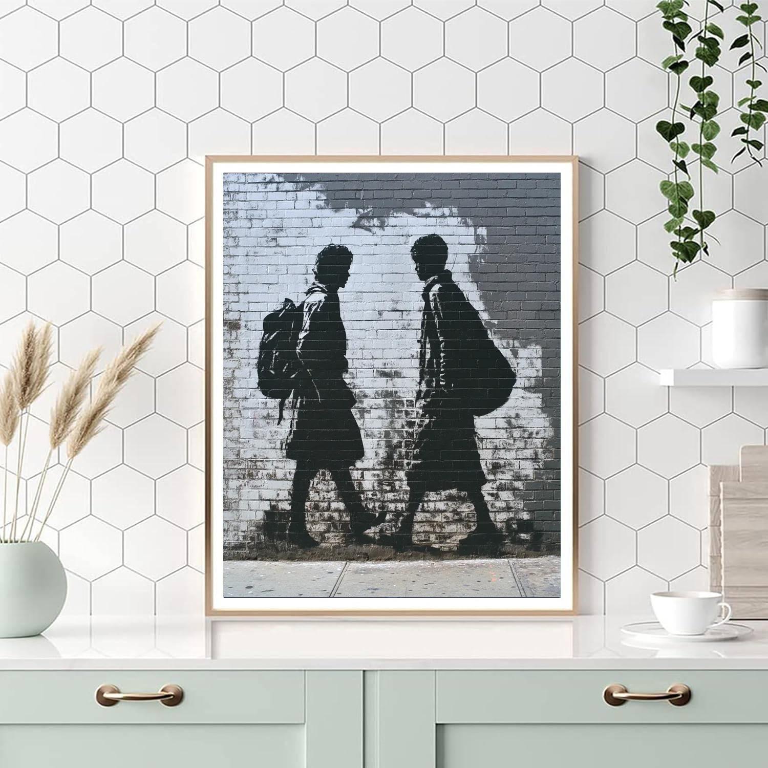 Banksy Inspired Social Commentary Mural Number painting