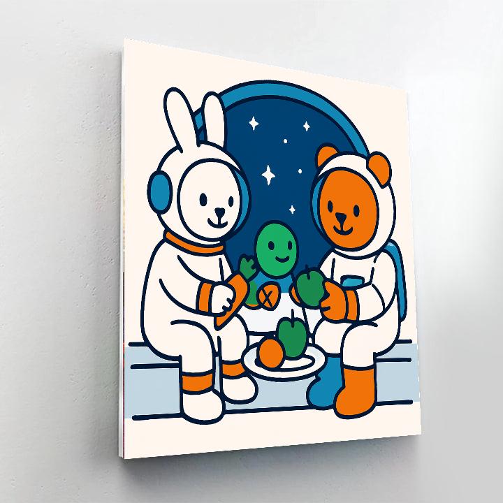 Space Station Snack Time Paint by numbers art