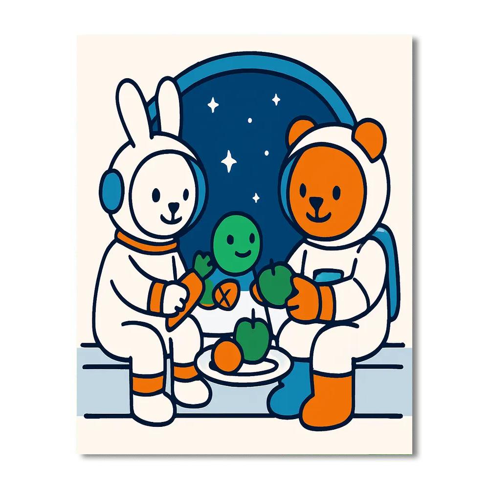 Space Station Snack Time Paint by numbers art