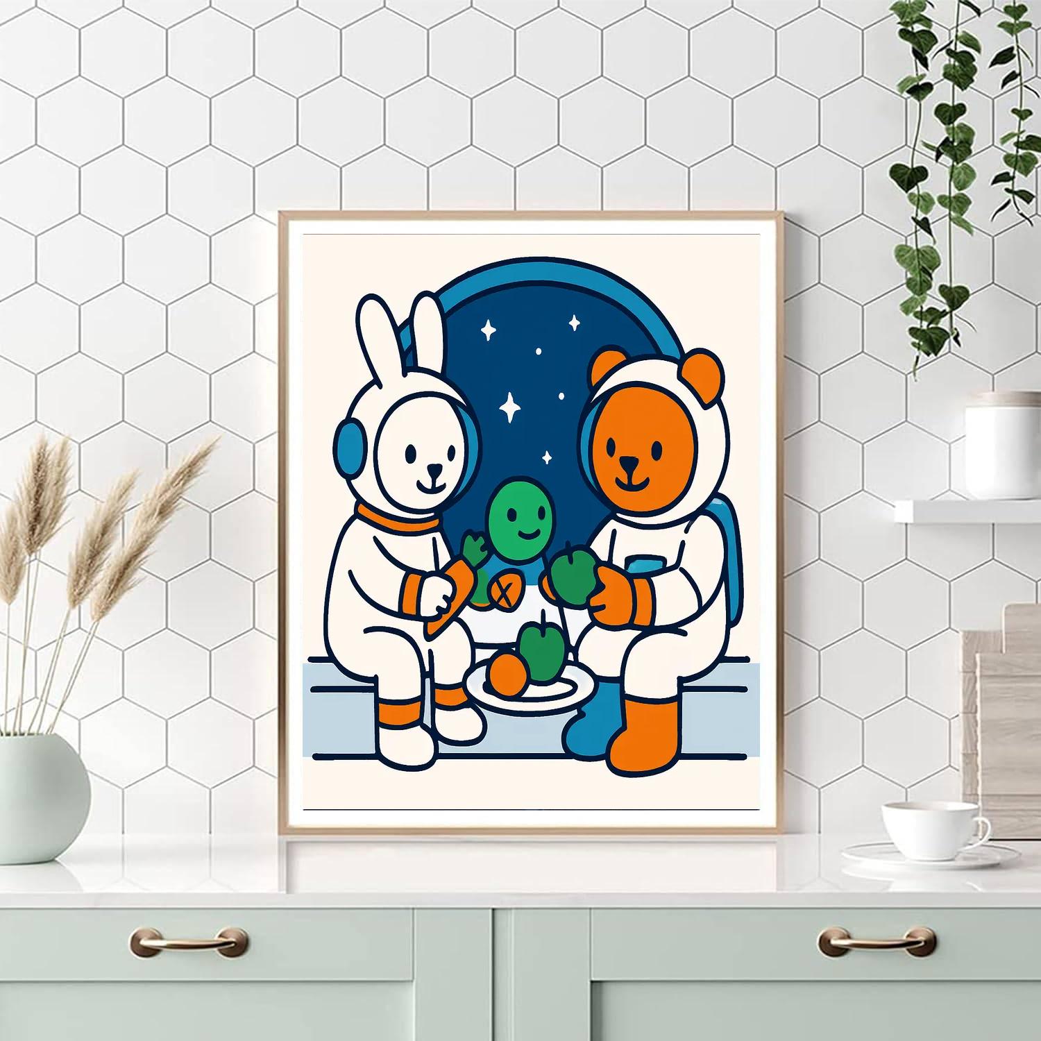 Space Station Snack Time Paint by numbers art