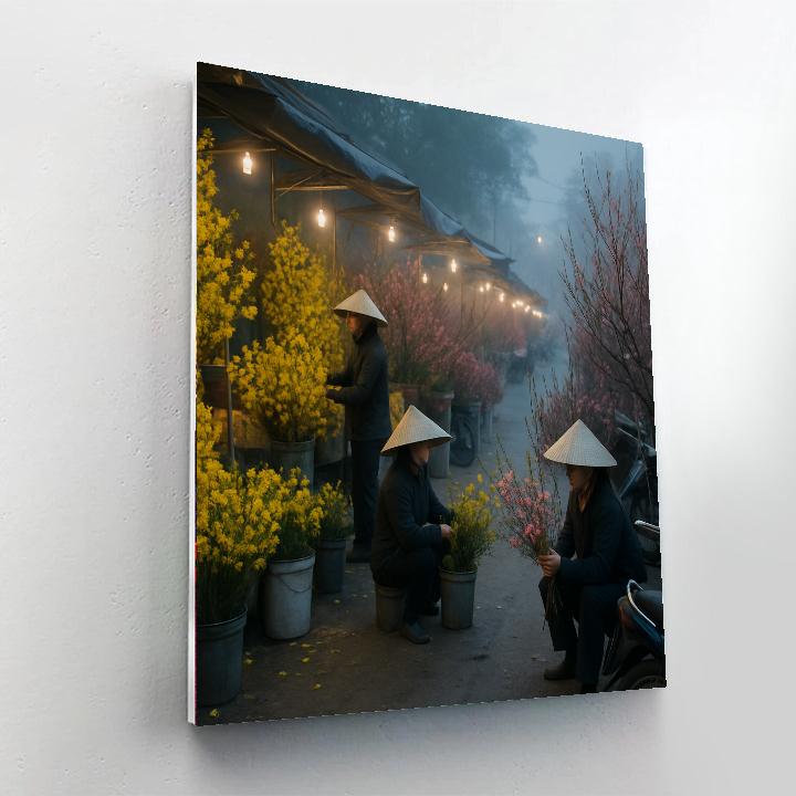 Tet Flower Street Market Number painting