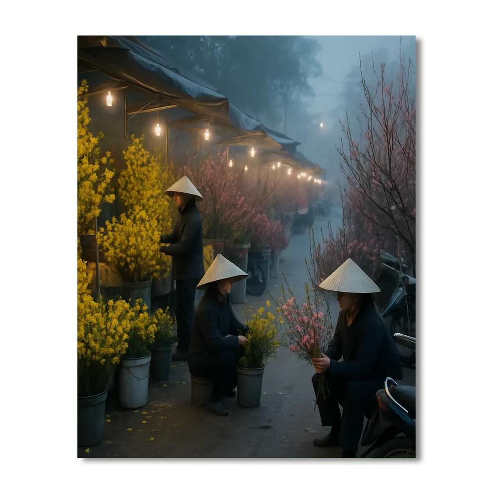 Tet Flower Street Market Number painting