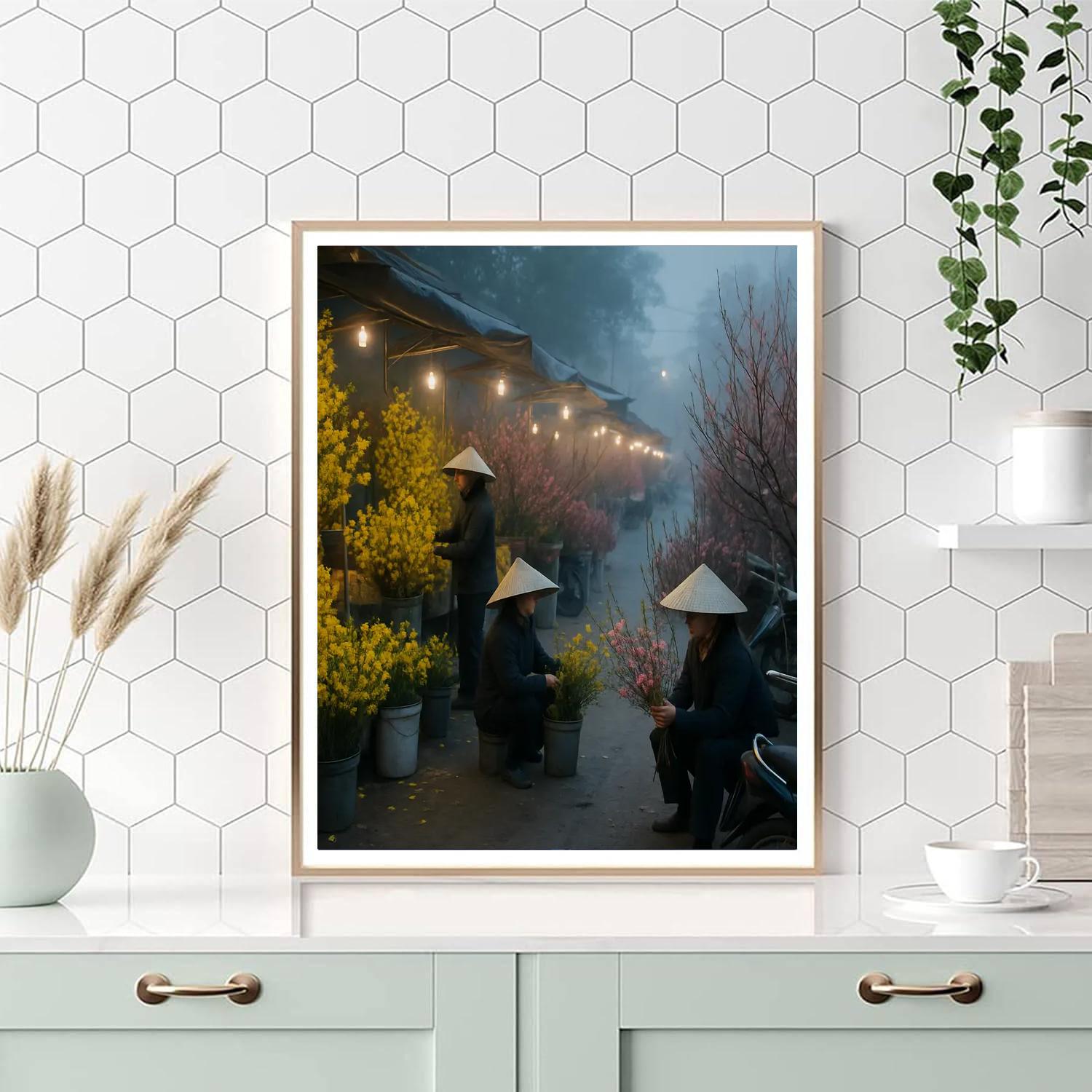 Tet Flower Street Market Number painting