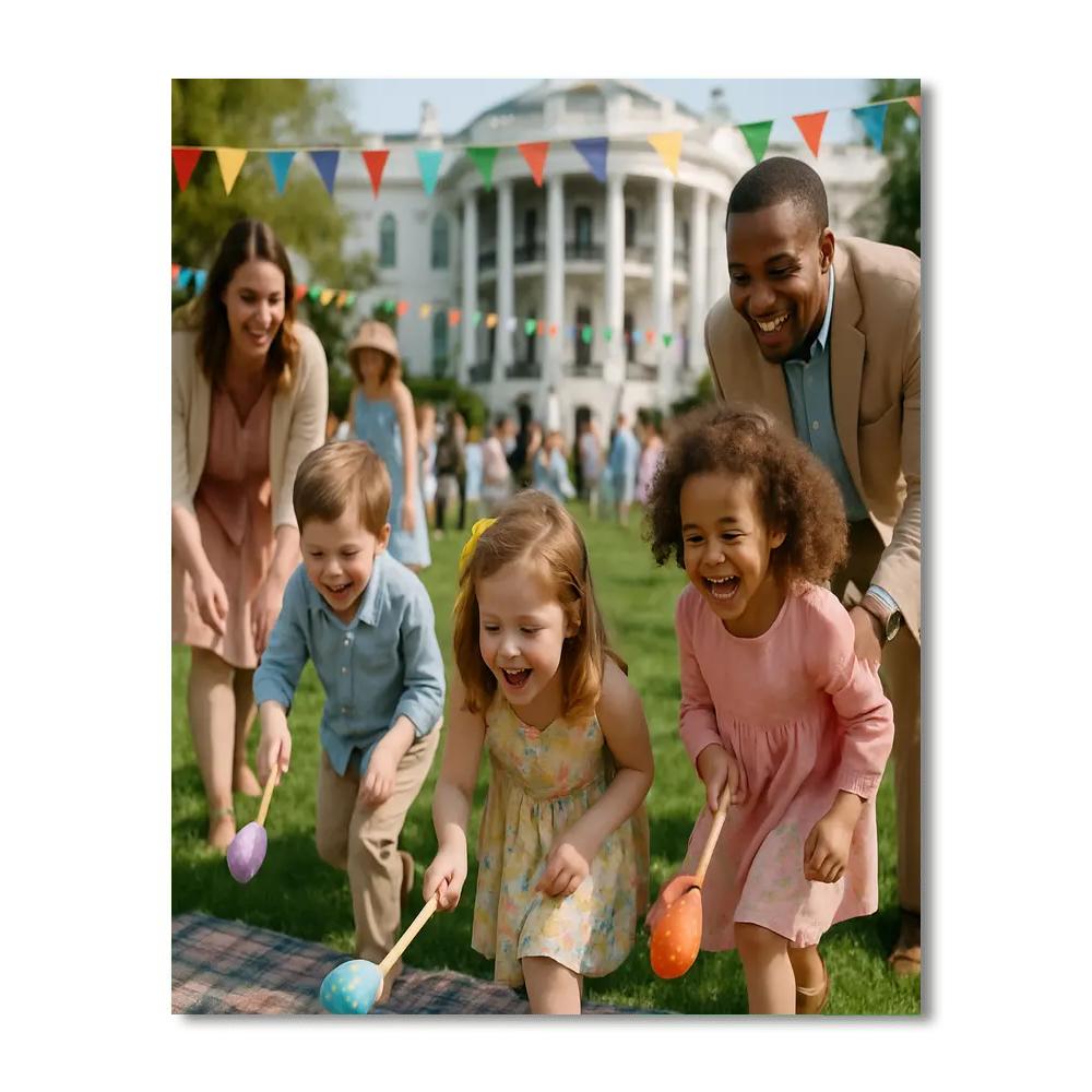Easter Egg Roll On Washington Lawn painting number kit