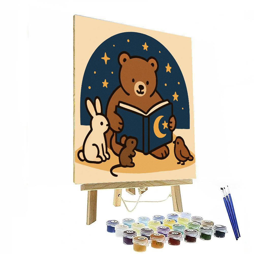 Starlit Storytime Bear Paint by numbers art