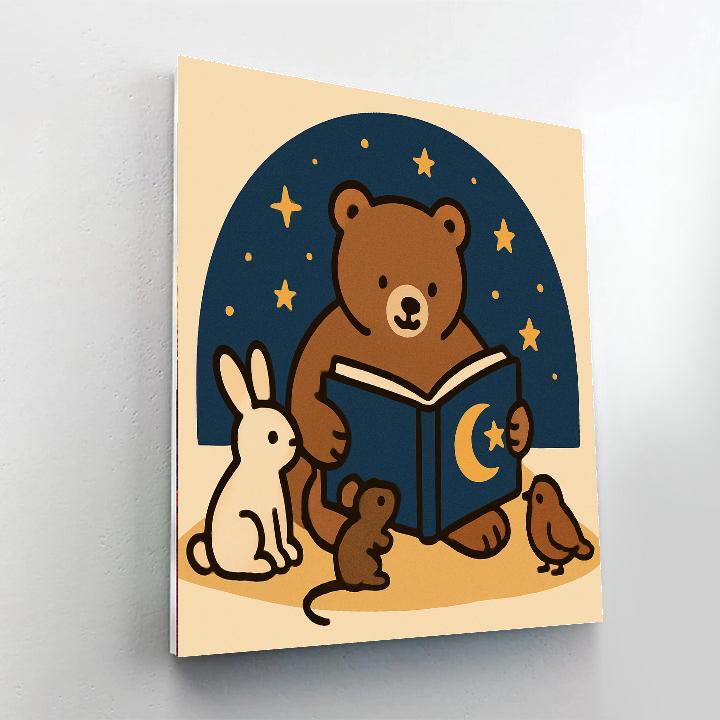 Starlit Storytime Bear Paint by numbers art