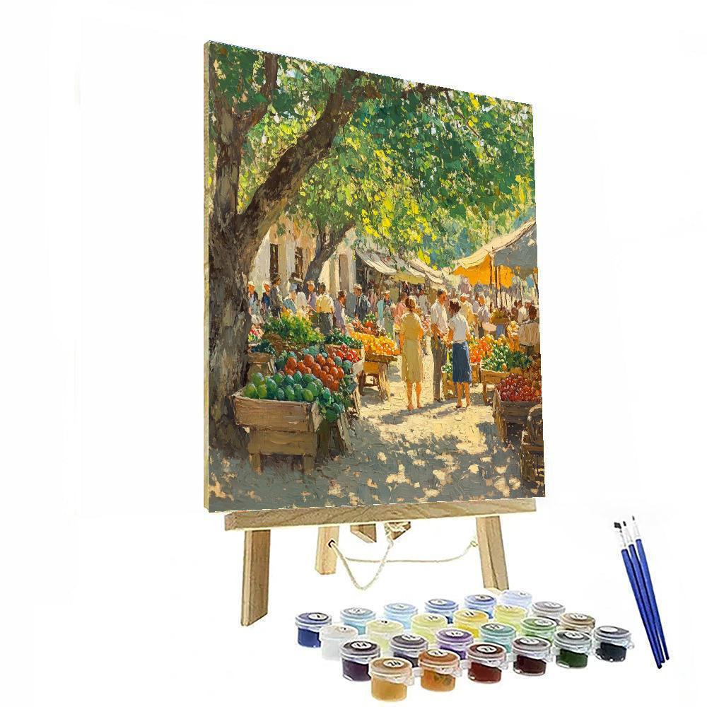 Camille Pissarro Inspired Village Market Scene DIY paint by numbers