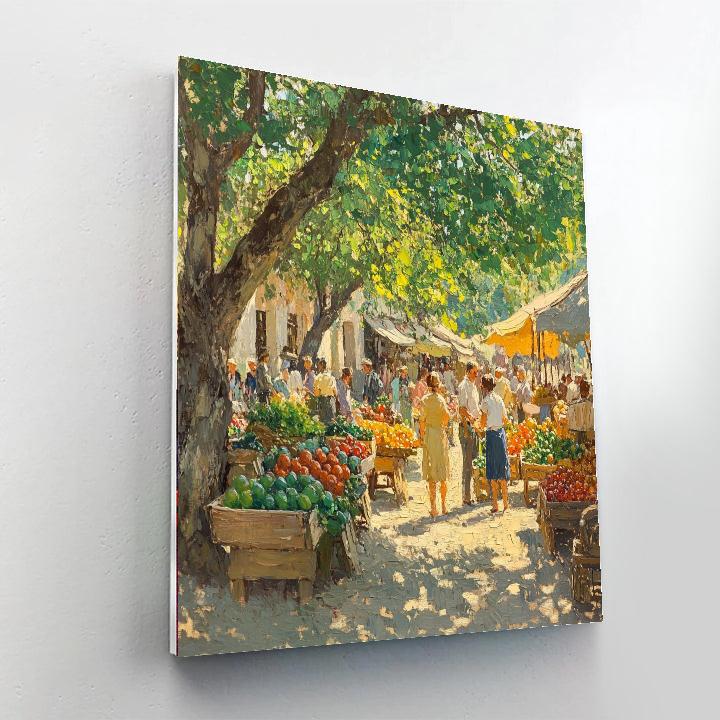 Camille Pissarro Inspired Village Market Scene DIY paint by numbers