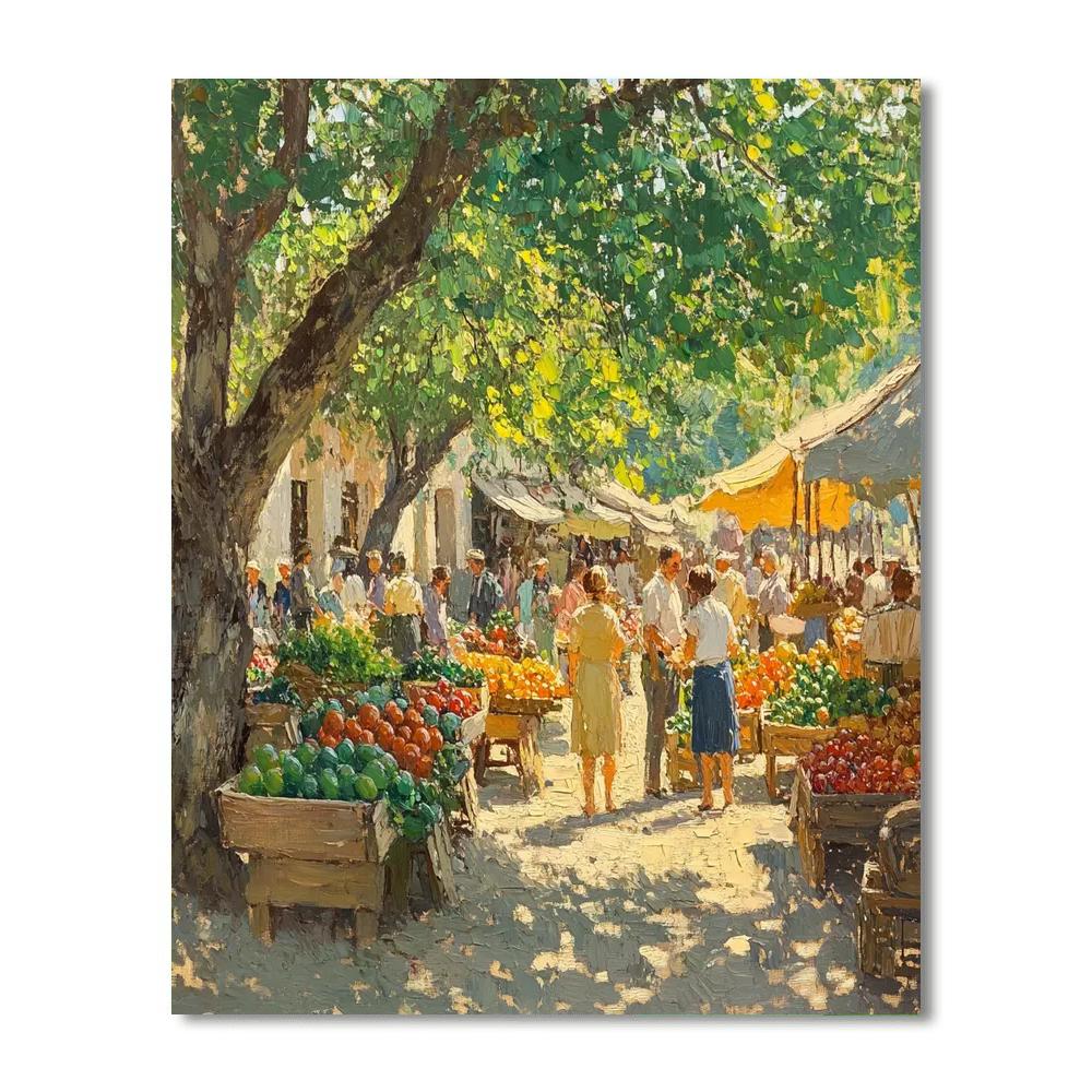 Camille Pissarro Inspired Village Market Scene DIY paint by numbers