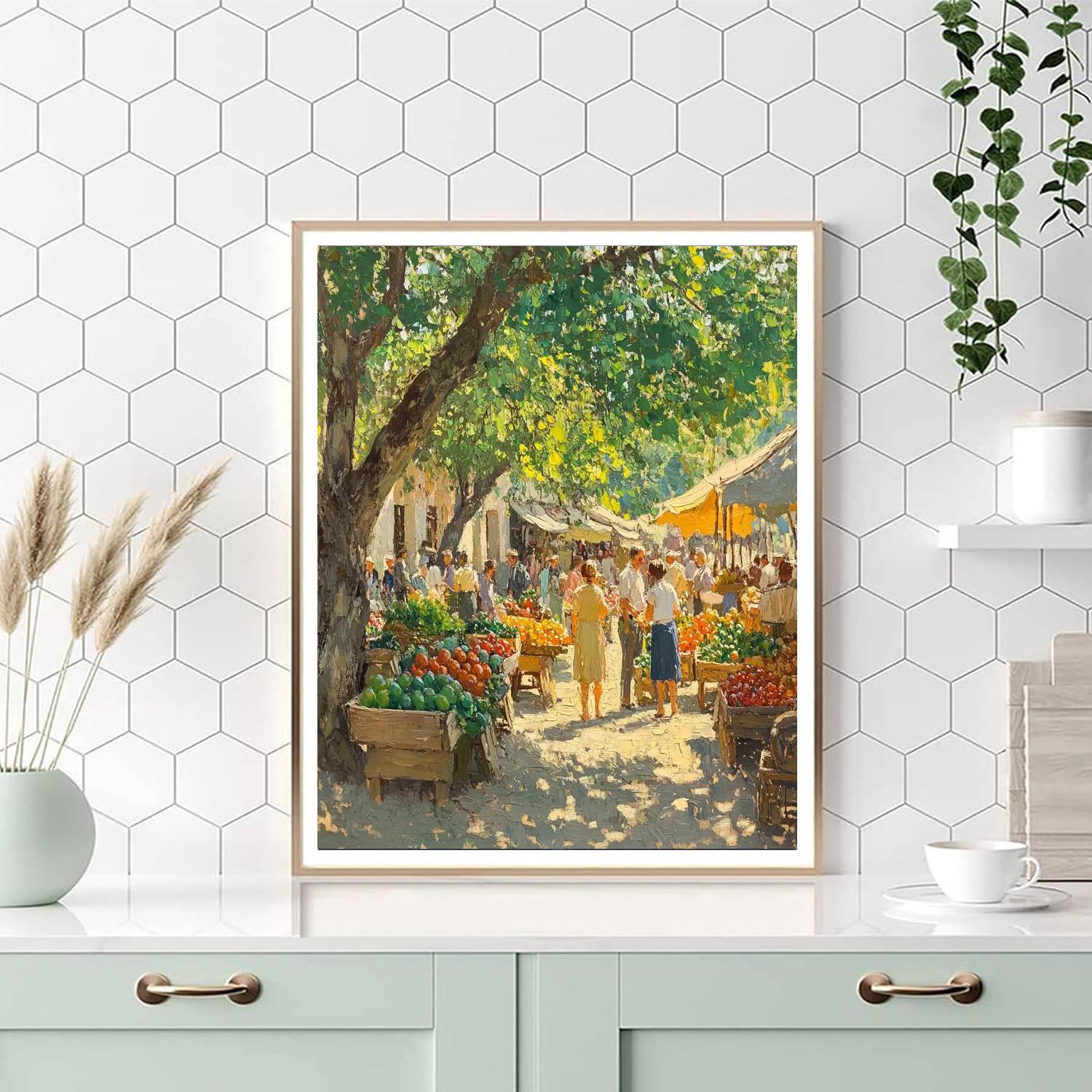 Camille Pissarro Inspired Village Market Scene DIY paint by numbers