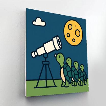 Tiny Telescope Turtles Paint by numbers art