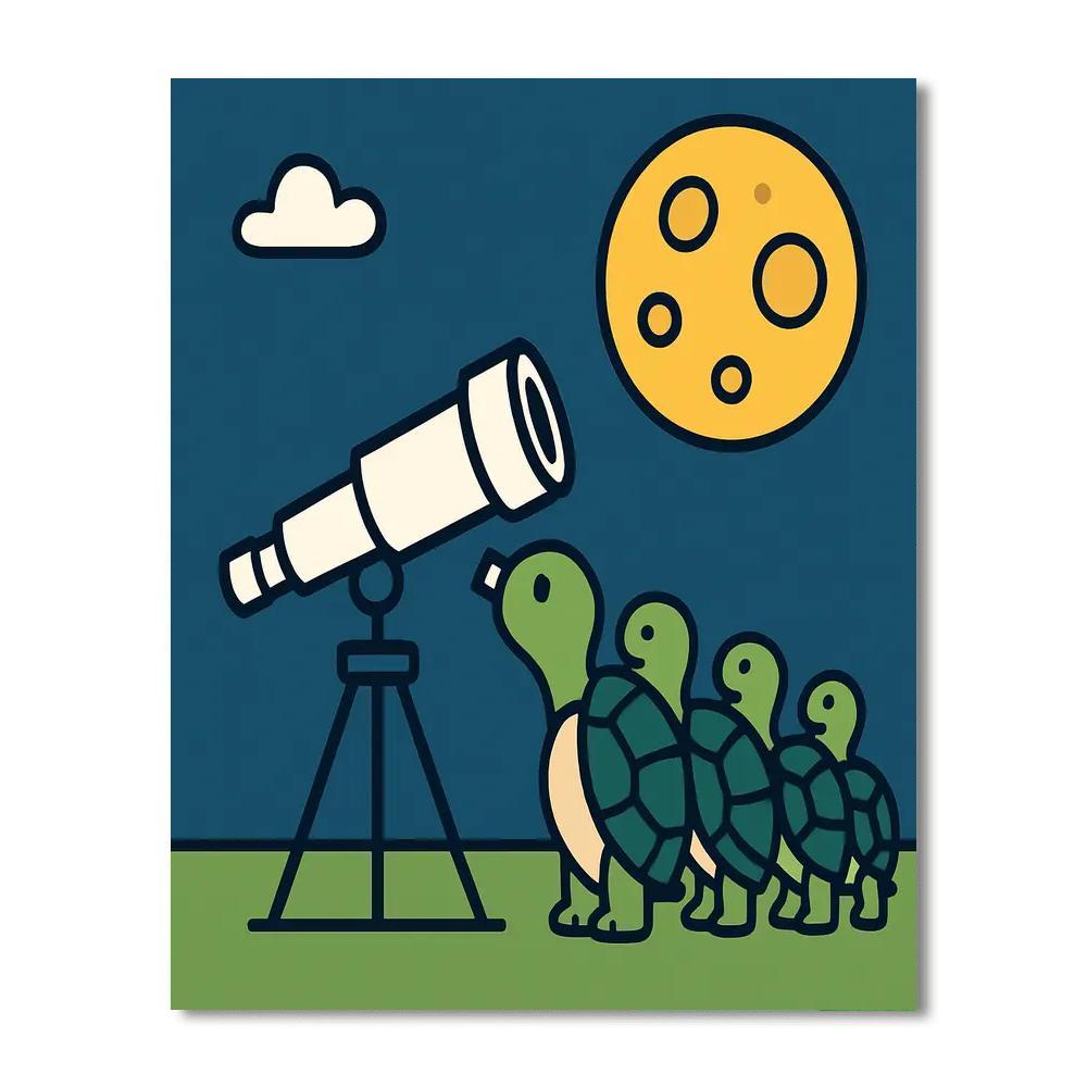 Tiny Telescope Turtles Paint by numbers art