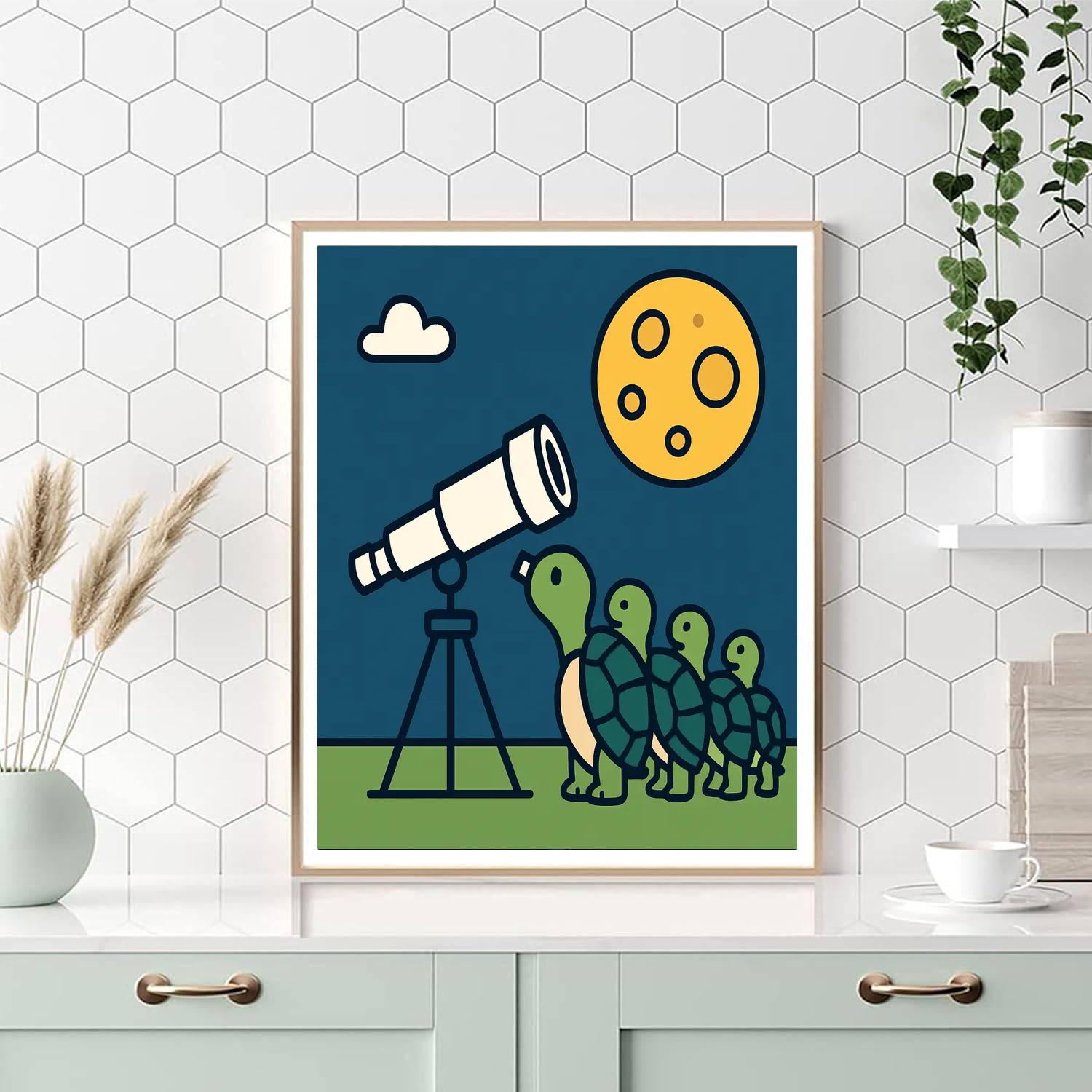 Tiny Telescope Turtles Paint by numbers art