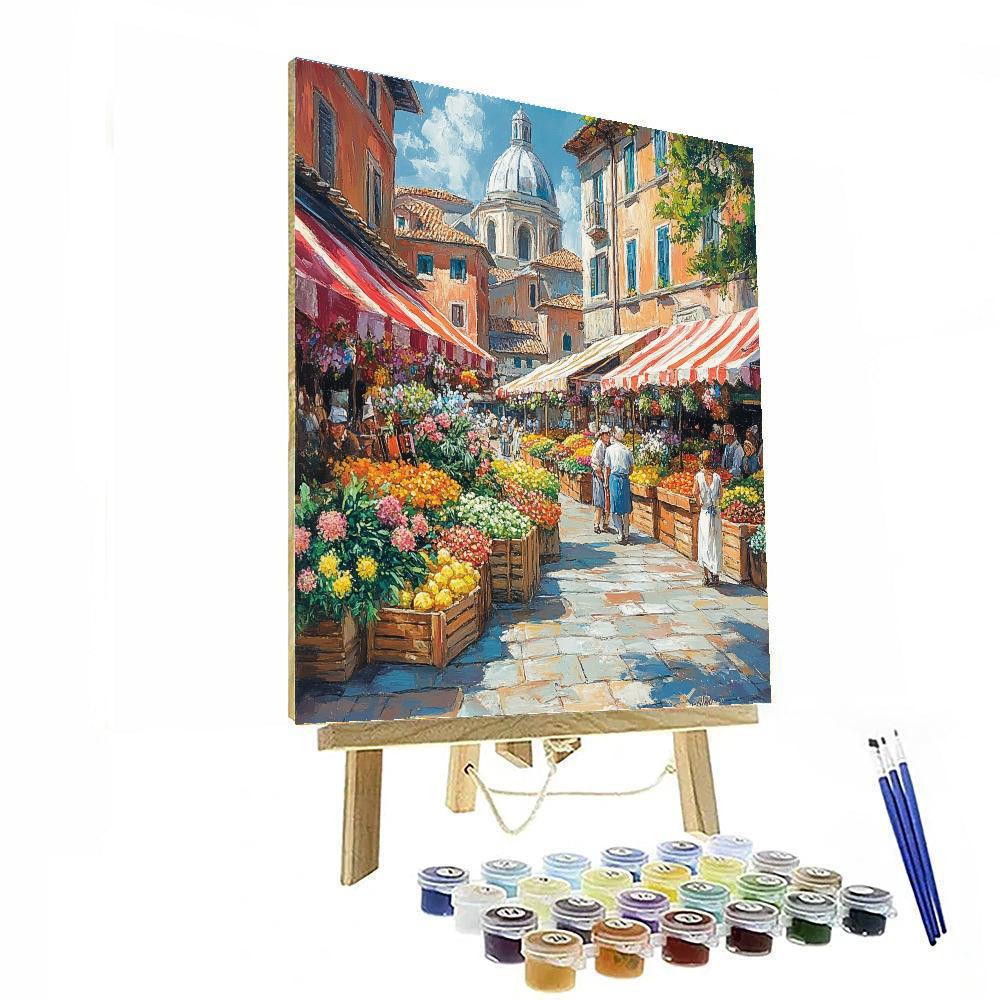 Viktualienmarkt Food Stalls Munich Germany painting number kit
