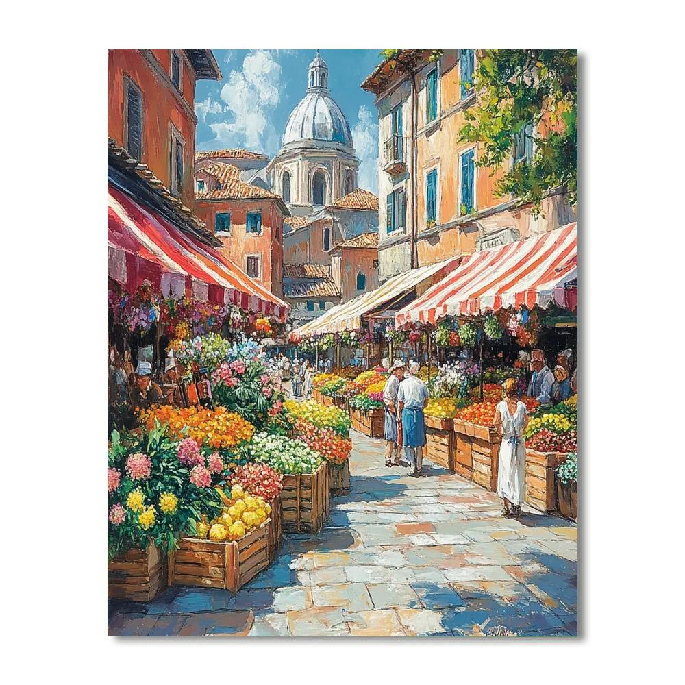 Viktualienmarkt Food Stalls Munich Germany painting number kit
