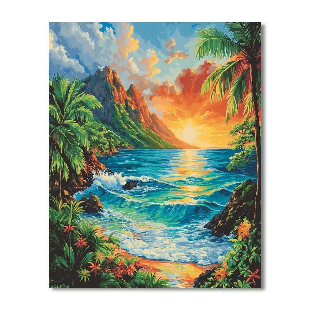 Paul Gauguin Inspired Tahitian Seascape DIY paint by numbers