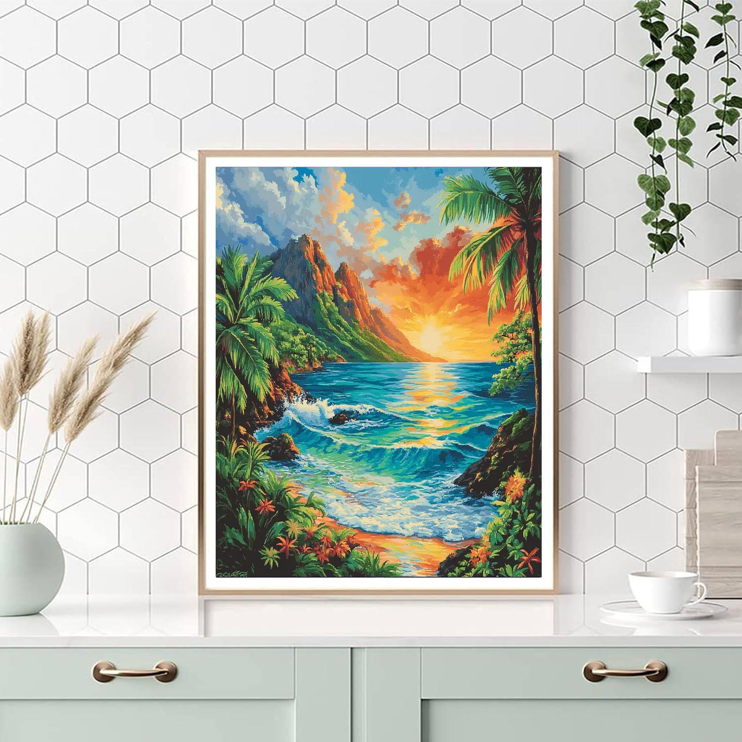 Paul Gauguin Inspired Tahitian Seascape DIY paint by numbers