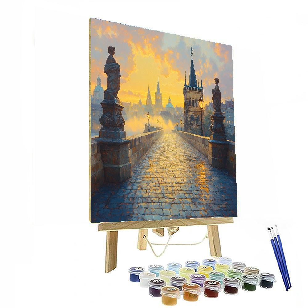 Charles Bridge Dawn Prague Czech Republic DIY paint by numbers