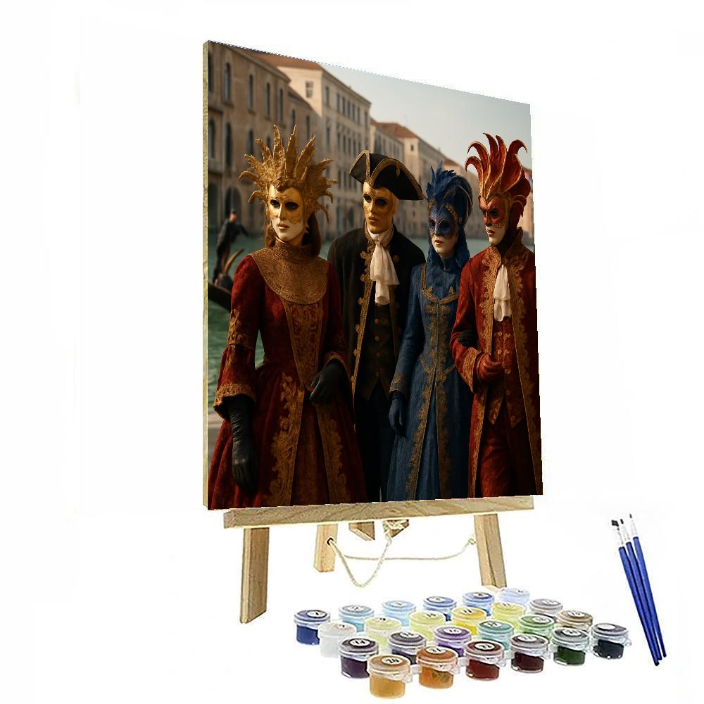 Venice Carnival Masked Revelers paint by color