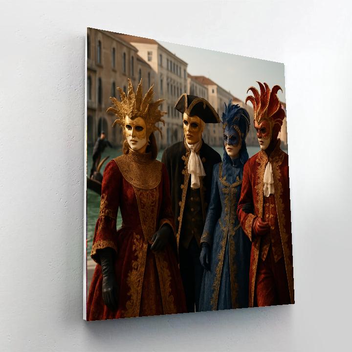Venice Carnival Masked Revelers paint by color
