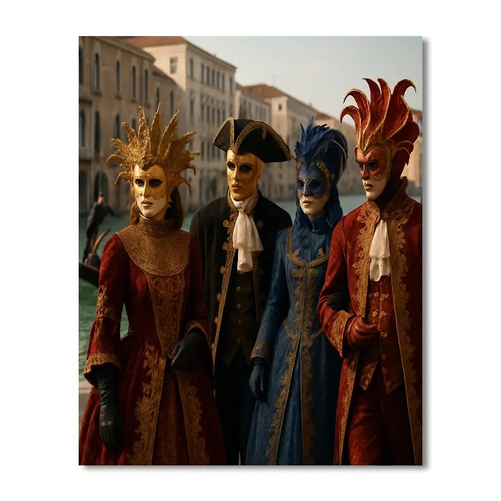 Venice Carnival Masked Revelers paint by color