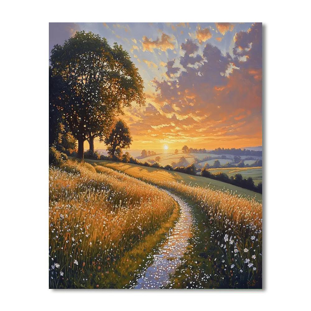 William Holman Hunt Inspired Sunrise In Countryside Numbered painting kits