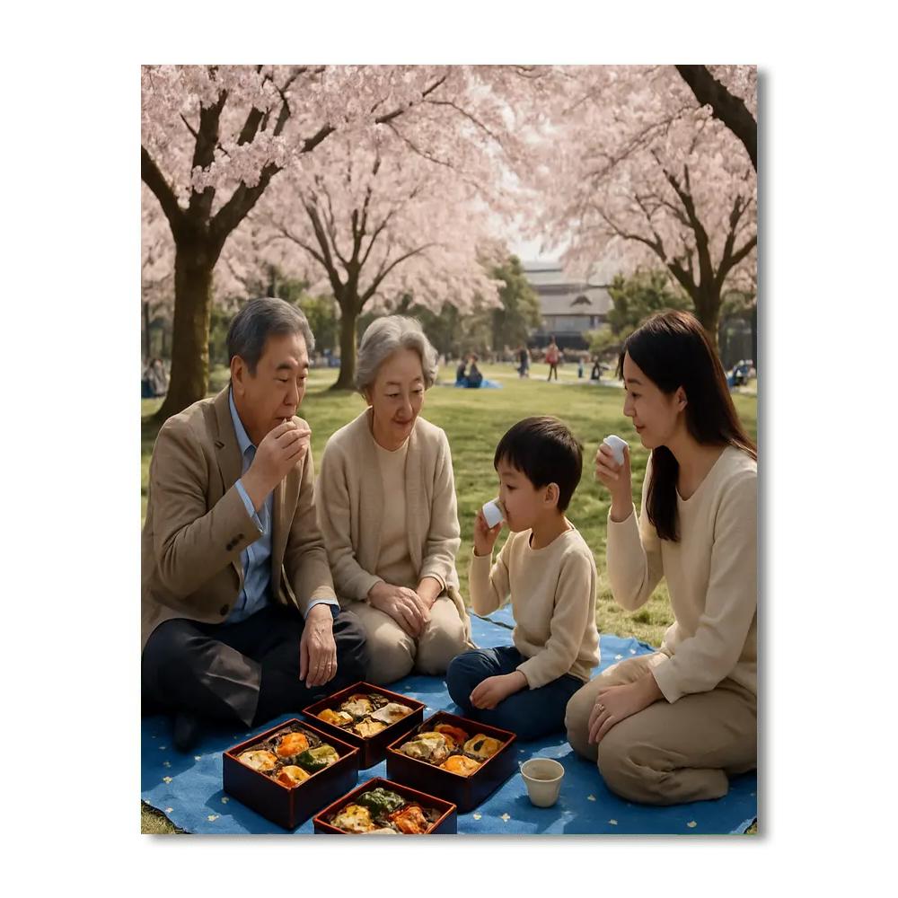 Cherry Blossom Festival Hanami Gathering paint by numbers