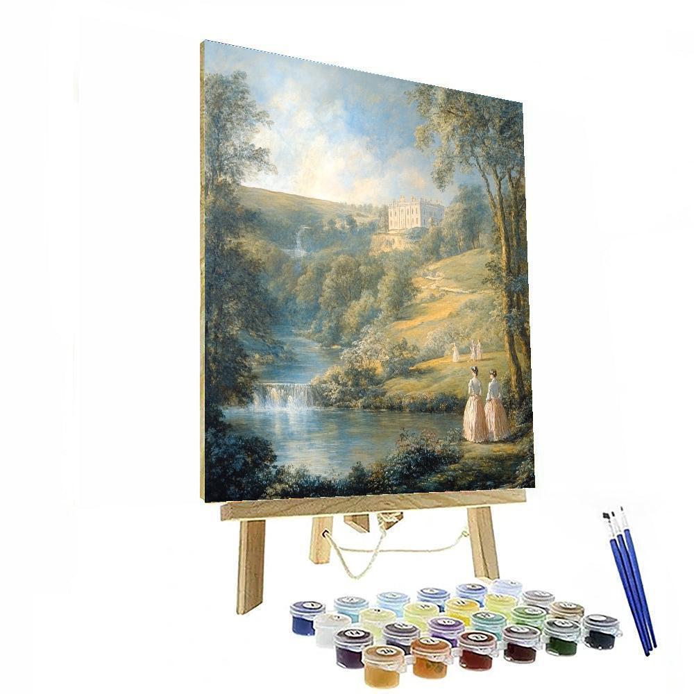Thomas Gainsborough Inspired Elegant Landscape With Figures paint by number