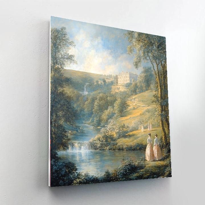 Thomas Gainsborough Inspired Elegant Landscape With Figures paint by number