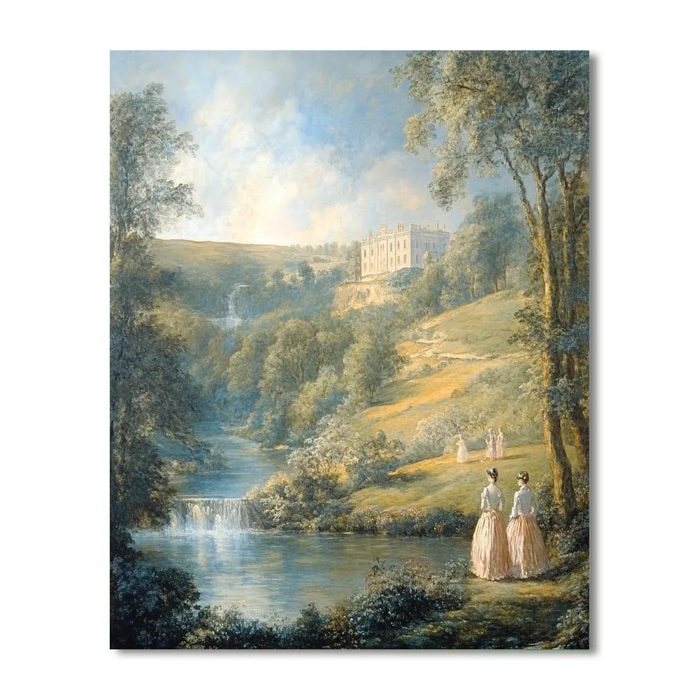 Thomas Gainsborough Inspired Elegant Landscape With Figures paint by number
